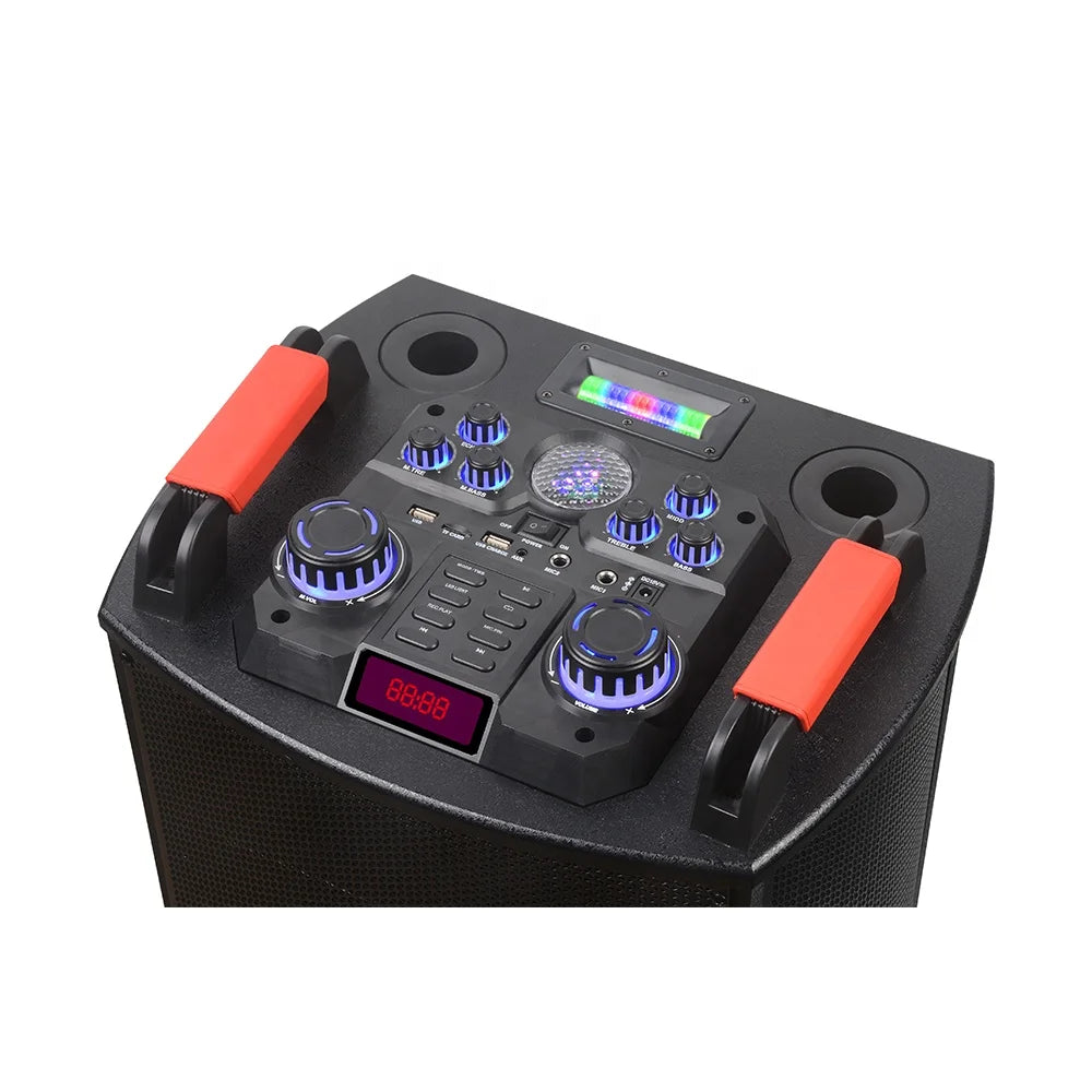 Ndr-1212s 2x12 inch 100w portable bluetooth speaker with microphone and rgb lights - H2H