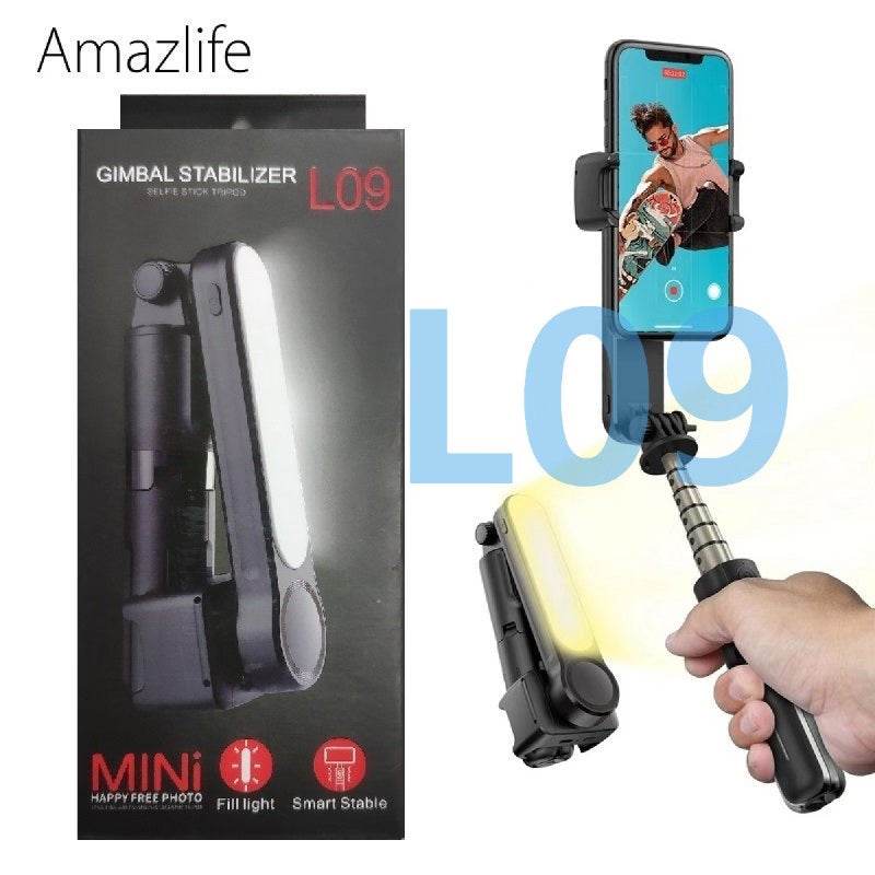 L09 mini gimbal tripod | ışıklı, sabitleyici, kumandalı, ayarlanabilir ayaklı, taşınabilir telefon tutucu - G4K - KolayMagza KM Technology
