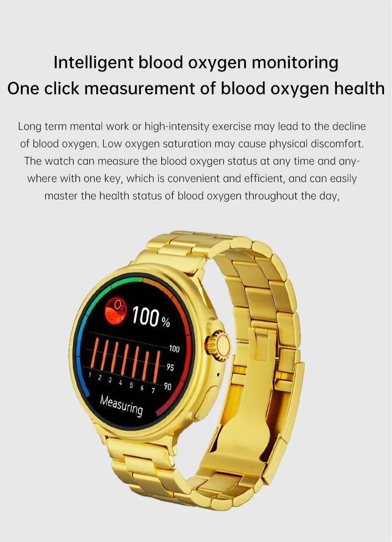 Gs wear g10 gold 1,45 inç 24k gold edition yuvarlak akıllı saat - şıklık ve teknolojinin mükemmel buluşması - A1İ - KolayMagza KM Technology