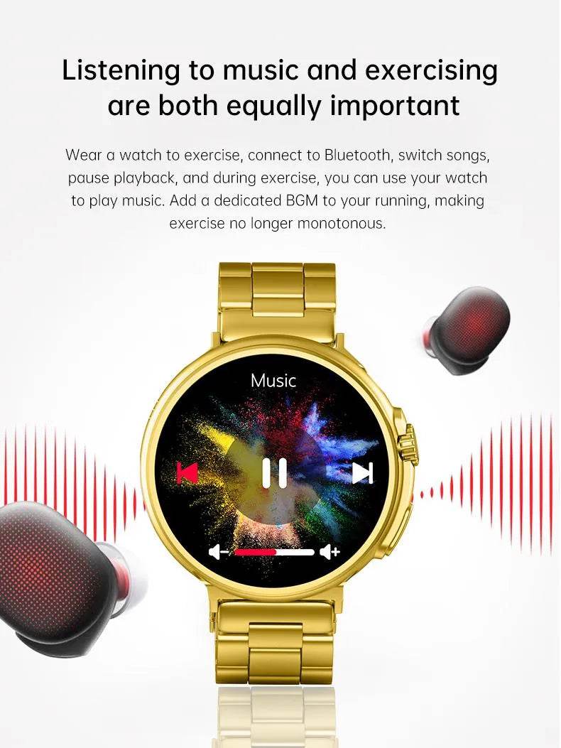 Gs wear g10 gold 1,45 inç 24k gold edition yuvarlak akıllı saat - şıklık ve teknolojinin mükemmel buluşması - A1İ - KolayMagza