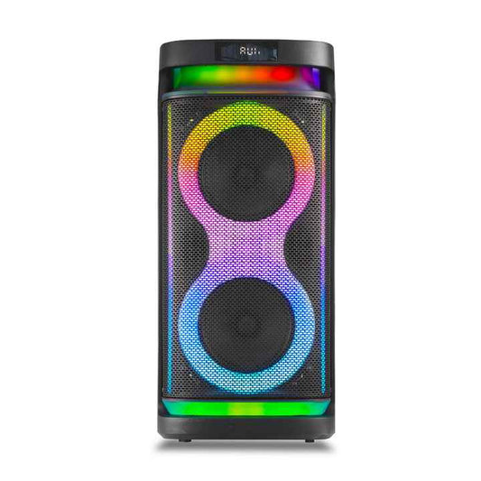RX-8298A مكبر صوت بلوتوث محمول مقاس 8 بوصات - مزدوج مقاس 8 بوصات، إضاءة RGB، ميكروفون