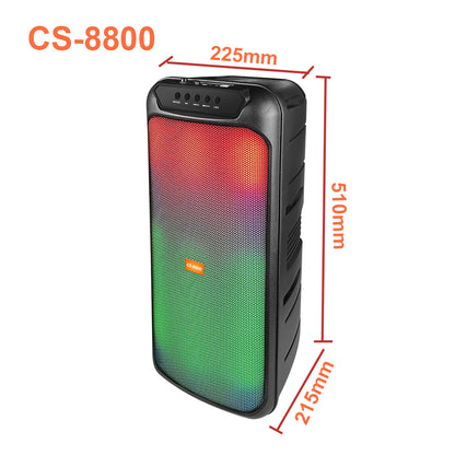 BT-8800 Speaker – 2x 8-inch Bluetooth Speaker with Powerful Sound, RGB Light, and Microphone – H1Z