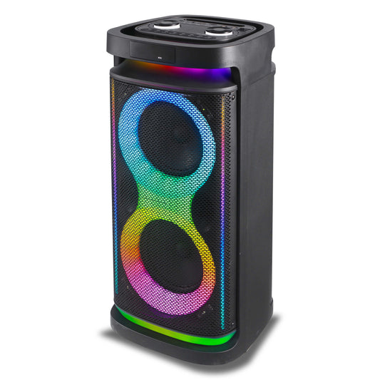 RX-8298A 8 İnç Taşınabilir Bluetooth Hoparlör – Çift 8 İnç, RGB Işıklı, Mikrofonlu
