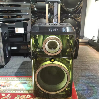 PTE12H Wireless Speaker | 800W Power, Dual Microphone, 4 Wheels, Cart, RGB Light, Powerful Bass and High Sound, TWS Support, USB/TF/FM - H2T