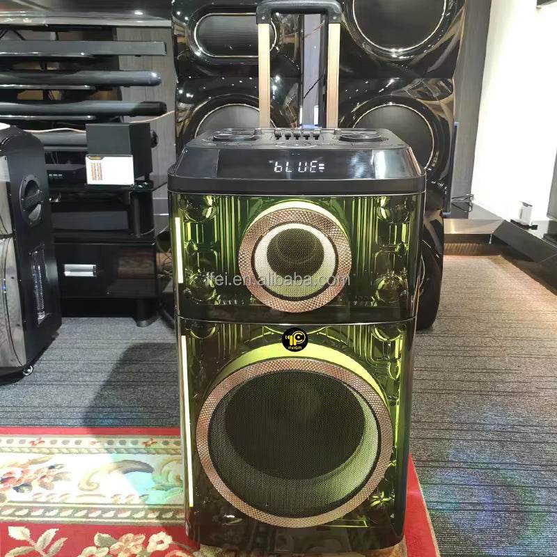 Pte12h kablosuz hoparlör | 800w güç, çift mikrofonlu, 4 tekerlekli, çekçekli, rgb ışıklı, güçlü bass ve yüksek ses,tws destekli, usb/tf/fm - H2T - KolayMagza KM Technology