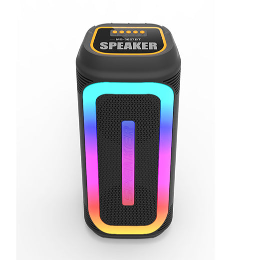 Ms-3627bt portable bluetooth speaker – dual 4 inch rgb lights with microphone – h2f