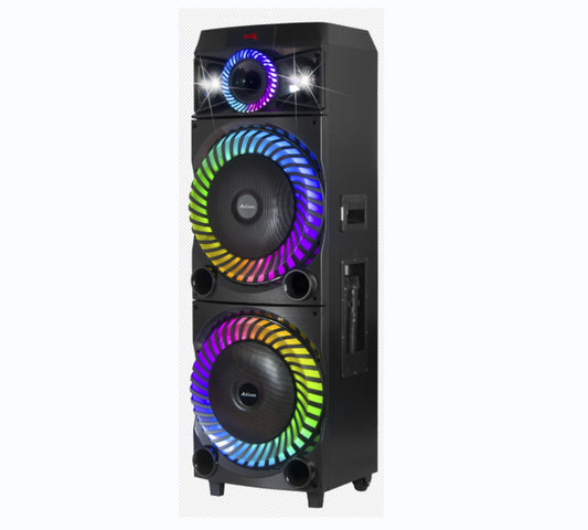 UF-A1213K مكبر صوت بلوتوث محمول مقاس 2 × 12 بوصة - مع ميكروفون وإضاءة RGB