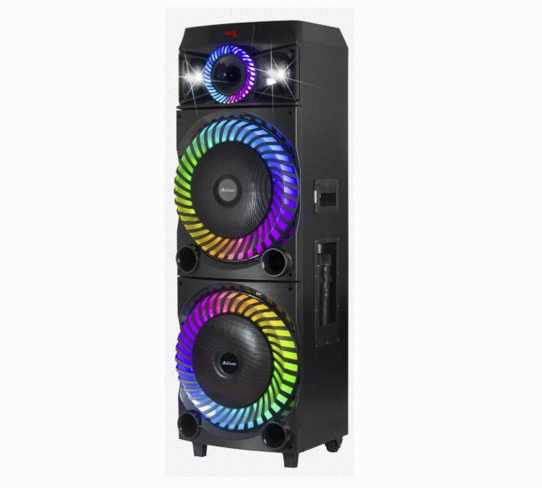 Uf-a1213k 2x12 inç taşınabilir bluetooth hoparlör – mikrofonlu ve rgb ışıklı - H2J - KolayMagza