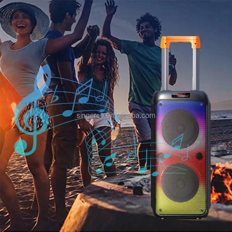 Dr-8833 speaker – 2x 8 inç güçlü ses, rgb ışıklı, su geçirmez bluetooth hoparlör - H2A - KolayMagza