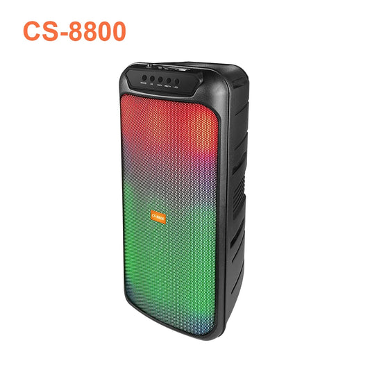 BT-8800 SPEAKER – 2X 8 İnç Güçlü Ses, RGB Işıklı, Mikrofonlu Bluetooth Hoparlör