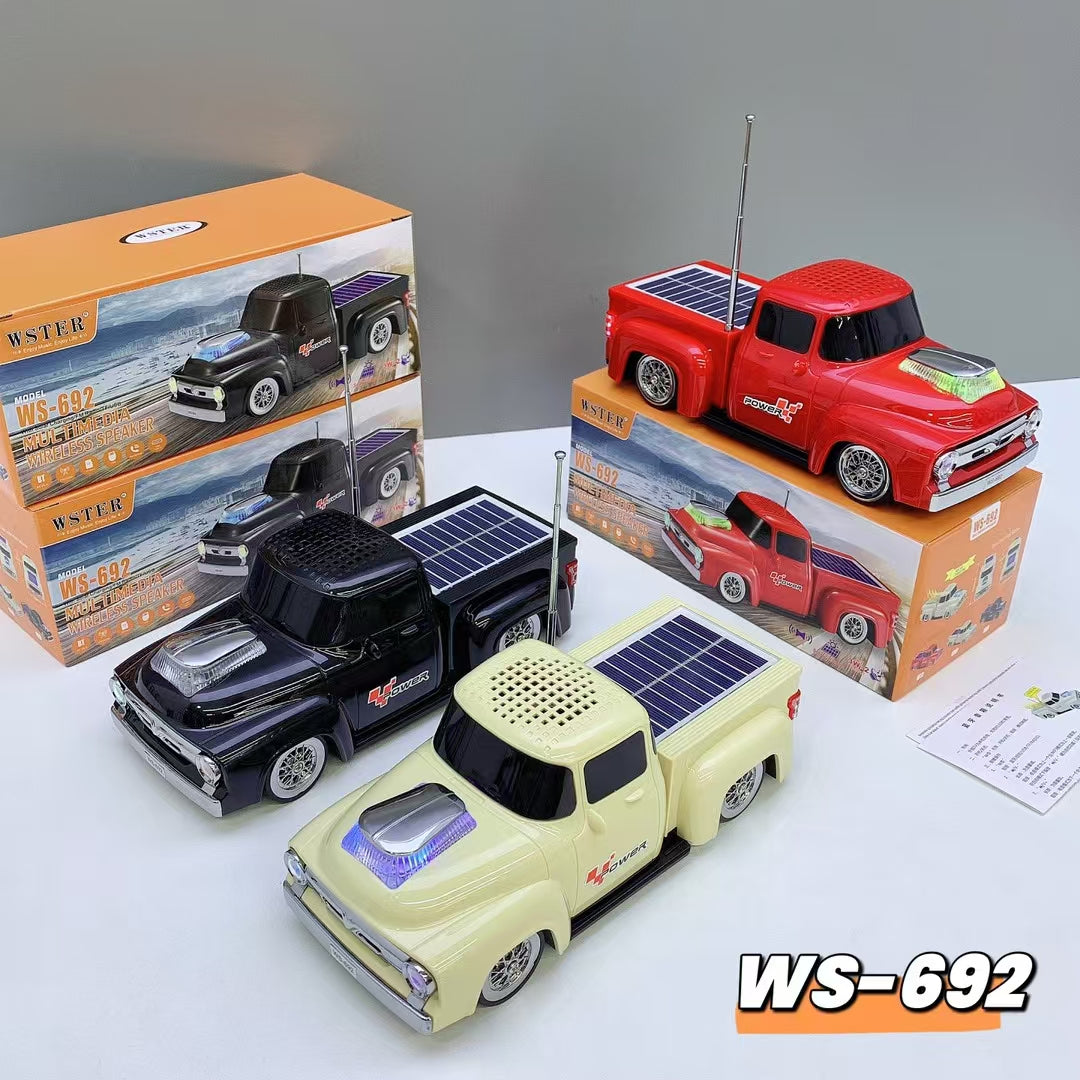 WS-692 Kamyonet Tasarımlı Güneş Panelli Nostaljik Bluetooth Hoparlör Tastech
