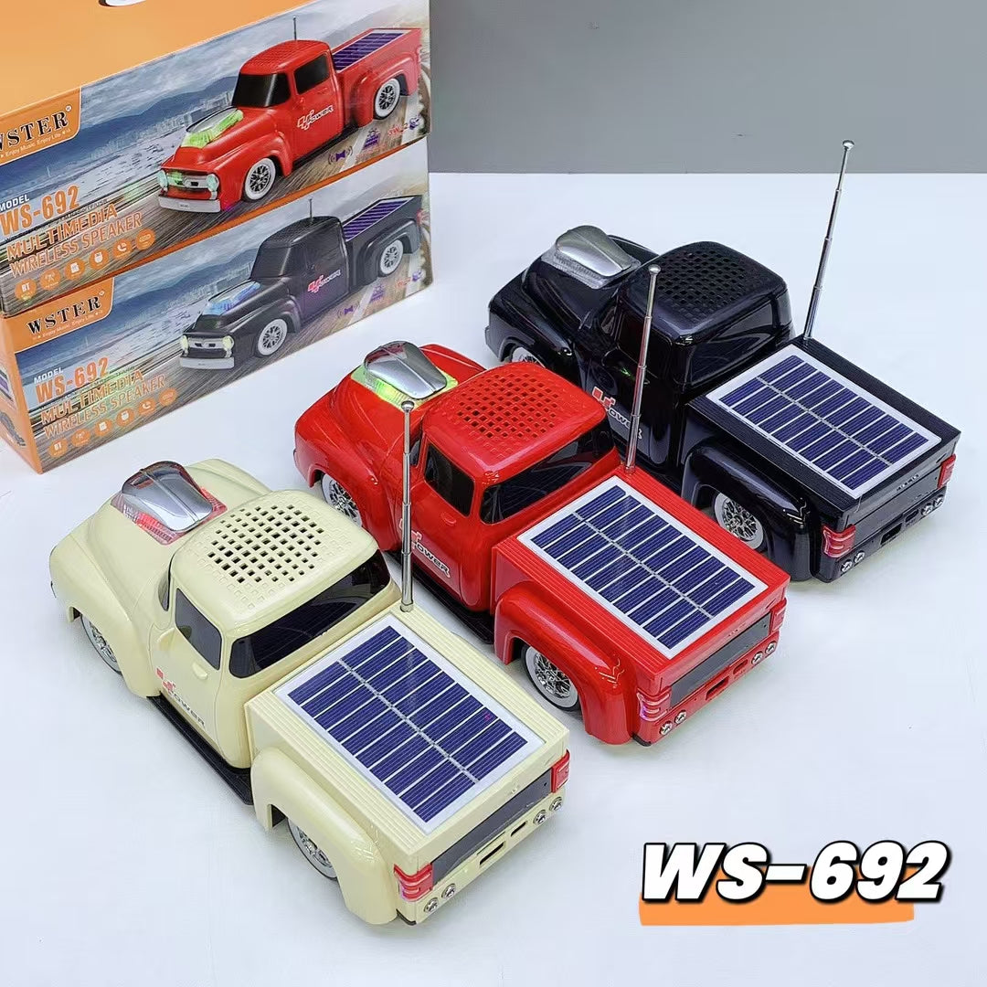 WS-692 Kamyonet Tasarımlı Güneş Panelli Nostaljik Bluetooth Hoparlör Tastech