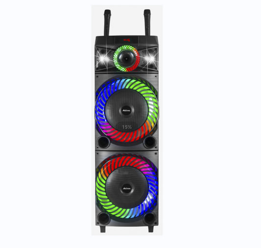 UF-A1213K 2x12 İnç Taşınabilir Bluetooth Hoparlör – Mikrofonlu ve RGB Işıklı

