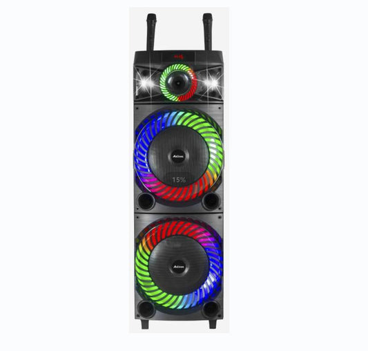 Uf-a1213k 2x12 inç taşınabilir bluetooth hoparlör – mikrofonlu ve rgb ışıklı - H2J