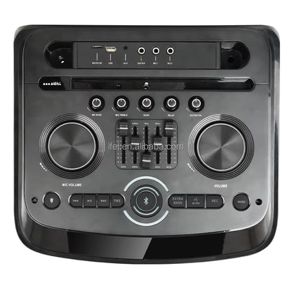 PTE12H Wireless Speaker | 800W Power, Dual Microphone, 4 Wheels, Cart, RGB Light, Powerful Bass and High Sound, TWS Support, USB/TF/FM - H2T