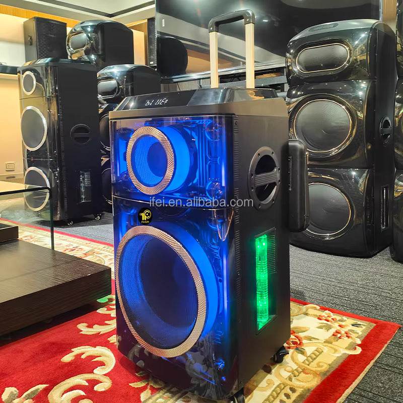 Pte12h kablosuz hoparlör | 800w güç, çift mikrofonlu, 4 tekerlekli, çekçekli, rgb ışıklı, güçlü bass ve yüksek ses,tws destekli, usb/tf/fm - H2T - KolayMagza KM Technology