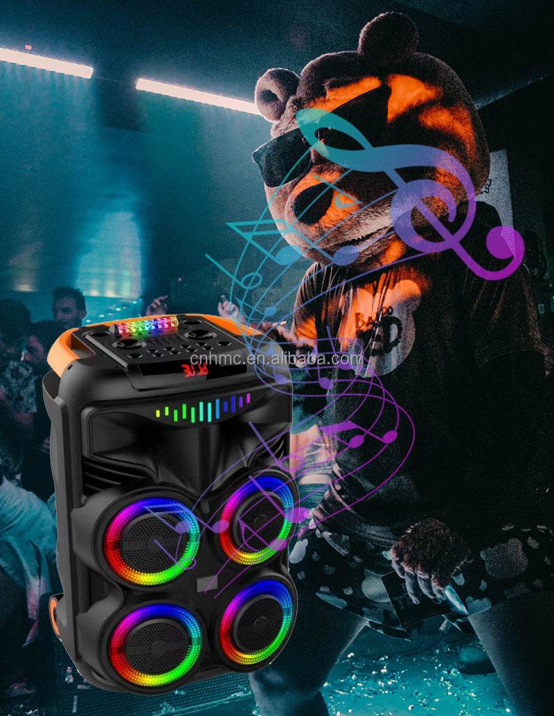 Wgy-8888 4x8 inç taşınabilir bluetooth hoparlör – ekstra bas, dahili amfi, mikrofonlu ve rgb ışıklı - H2K - KolayMagza