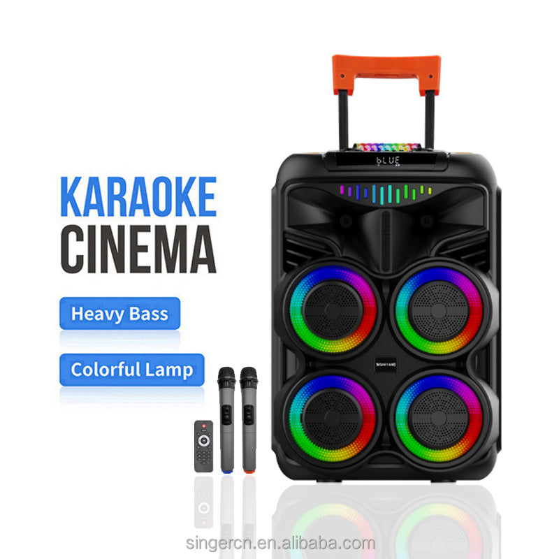 Wgy-8888 4x8 inch portable bluetooth speaker – extra bass, built-in amplifier, microphone and rgb lights - H2K