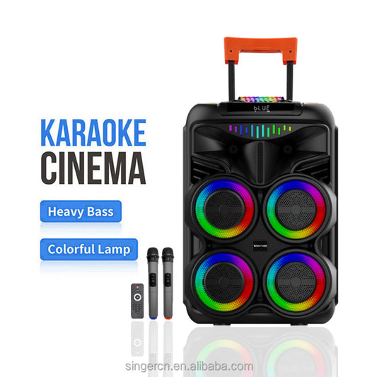 Wgy-8888 4x8 inch portable bluetooth speaker – extra bass, built-in amplifier, microphone and rgb lights - H2K
