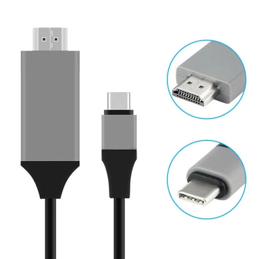 جهاز إرسال عرض تلفزيوني HDMI من النوع C - يدعم 4K و1080p، كابل توصيل HDMI لنقل البيانات بسرعة