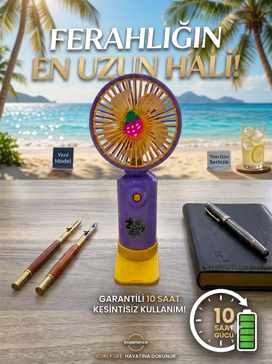 5-10 saat pil ömürlü hız kademeli el fanı