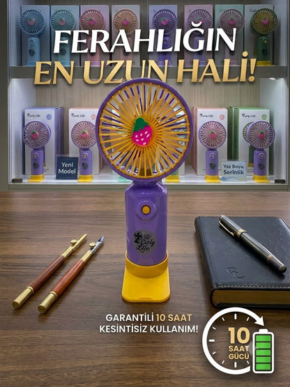 5-10 saat pil ömürlü hız kademeli el fanı