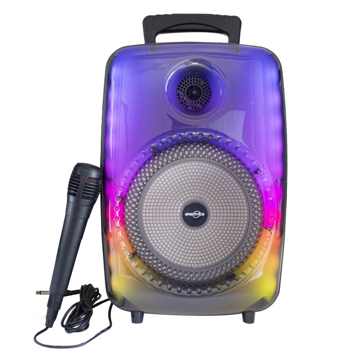 Flame light kablosuz hoparlör 8 inç mikrofonlu | rgb ışıklı, fm & sd & usb destekli bluetooth hoparlör - H2Q - KolayMagza