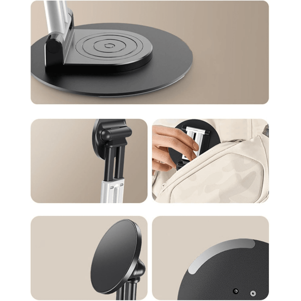 720 derece döner masa üstü mıgnatıslı katlanabilir ayarlanabilir telefon tablet tutucu - N1R - KolayMagza