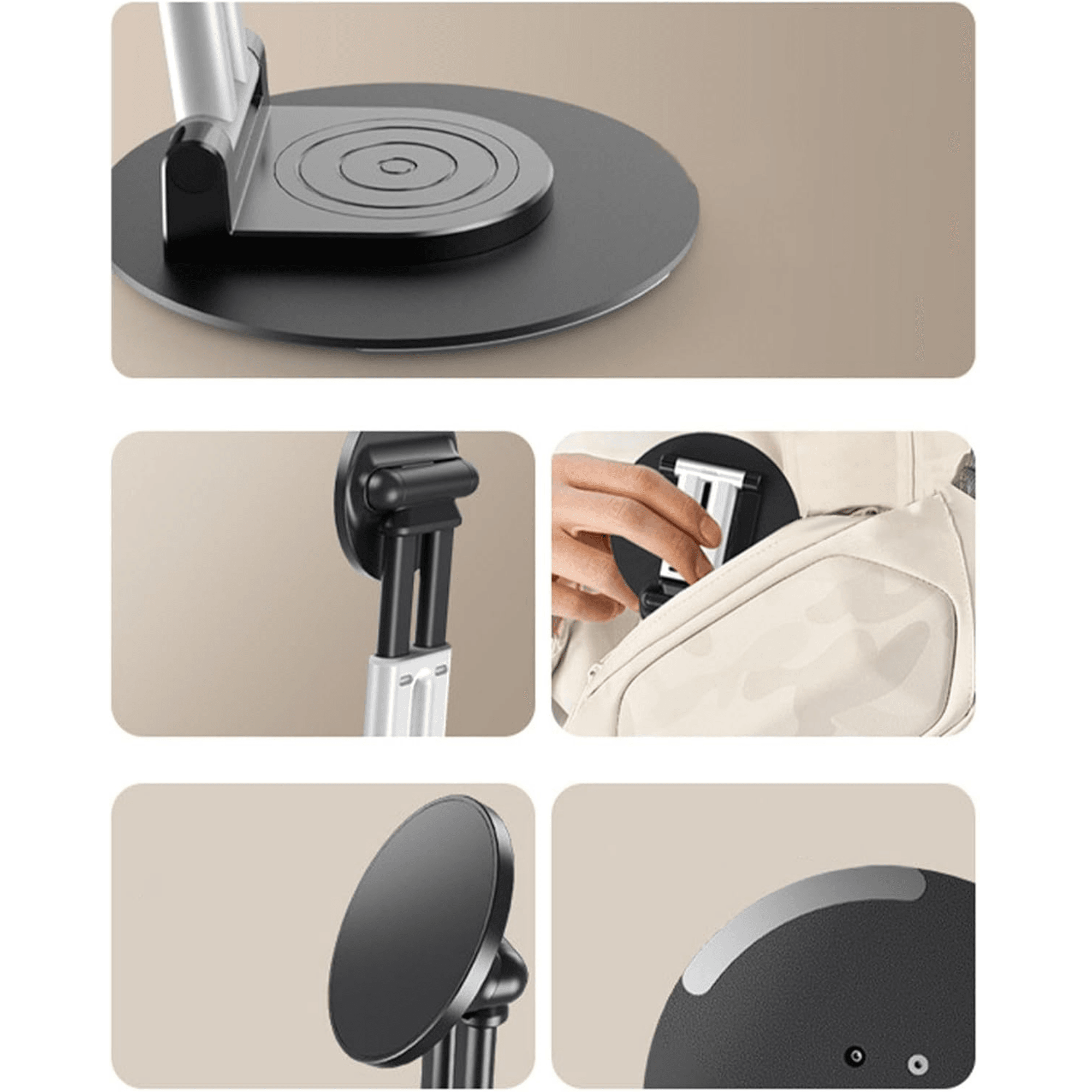 720 derece döner masa üstü mıgnatıslı katlanabilir ayarlanabilir telefon tablet tutucu - N1R - KolayMagza