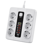 6 prizli 5 usb + 20w pd AC priz sigortalı on off çocuk kilitli dayanıklı 3000W - G6B - KolayMagza