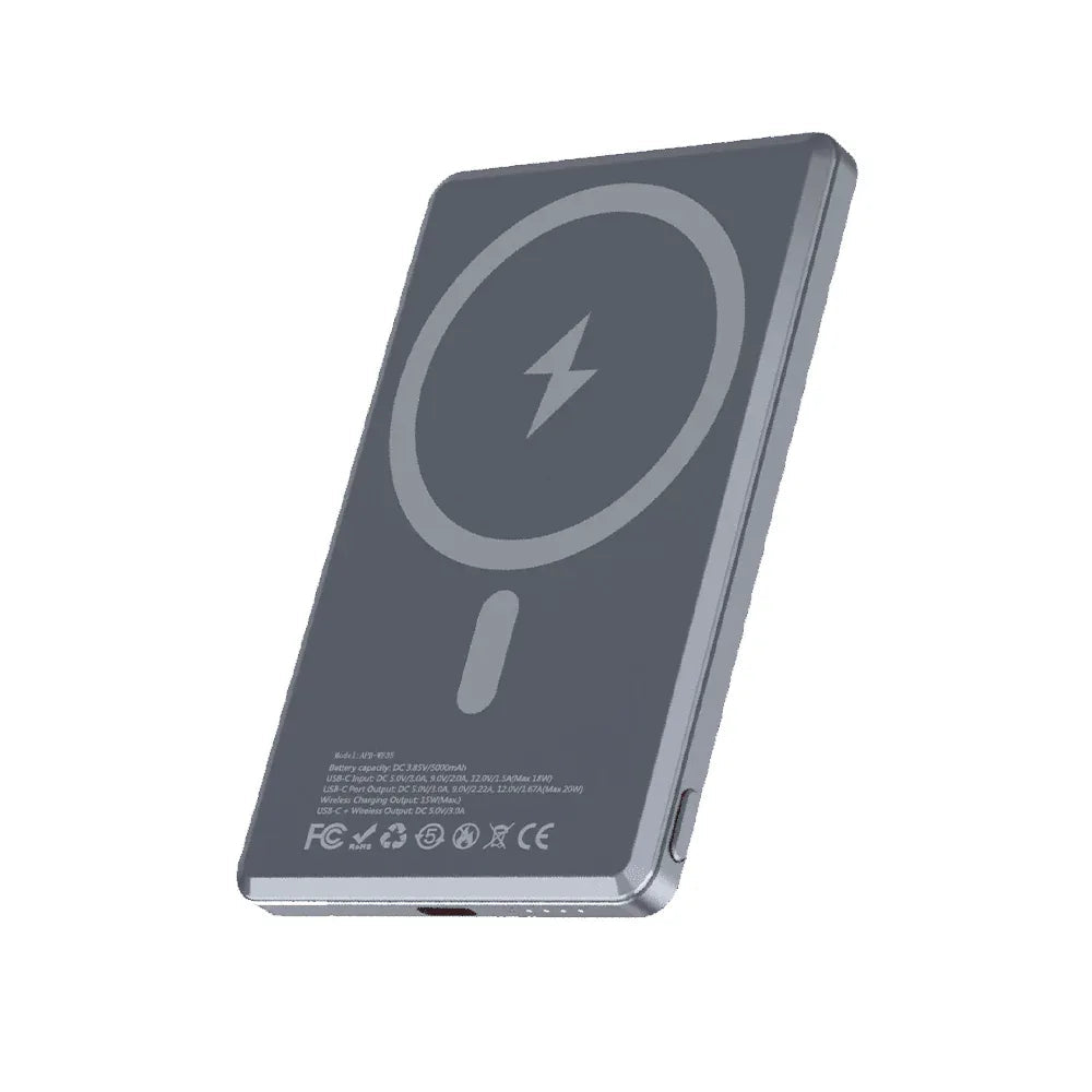 Ultra ince 5000 mah magsafeli 7,5mm batterypack 20w pd 15w wirless kablosuz şarj aleti powerbank wf35 - P1Y - KolayMagza KM Technology