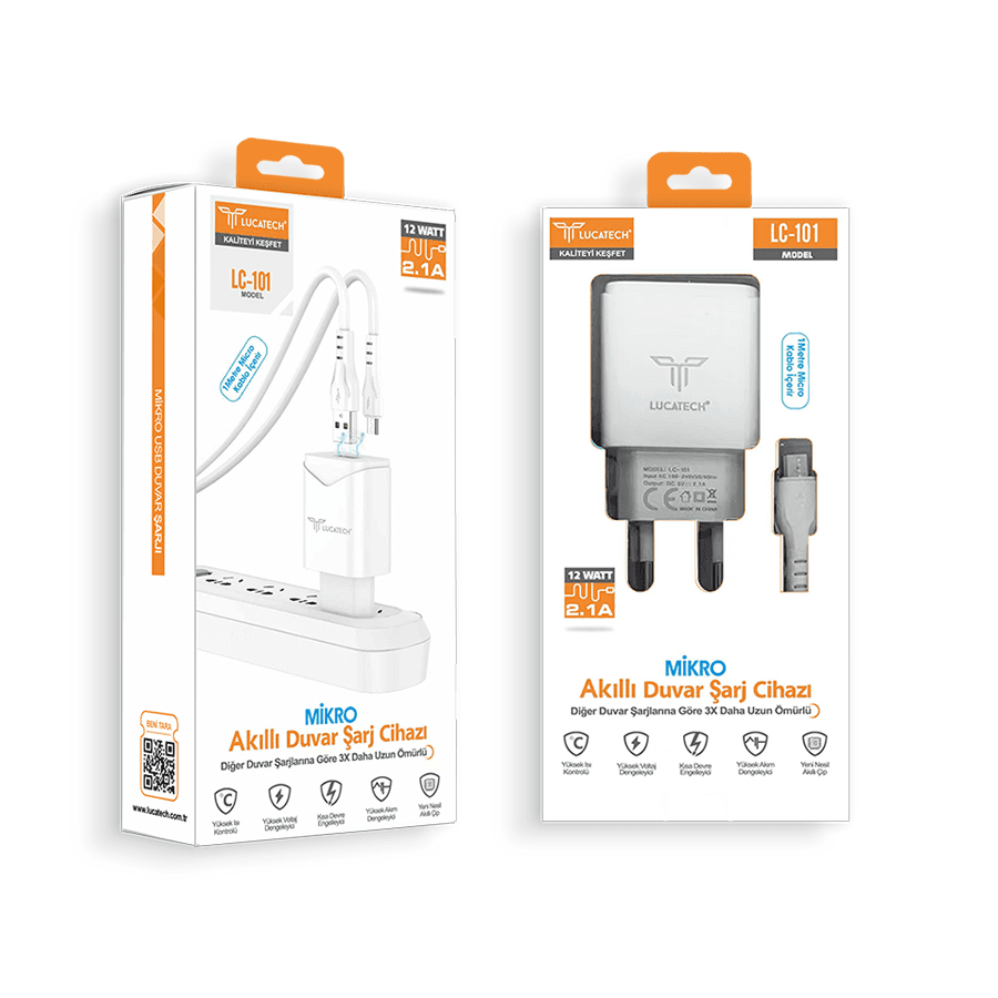 Lc-101 usb mikro şarj seti 2,1a 12w - S2V - KolayMagza