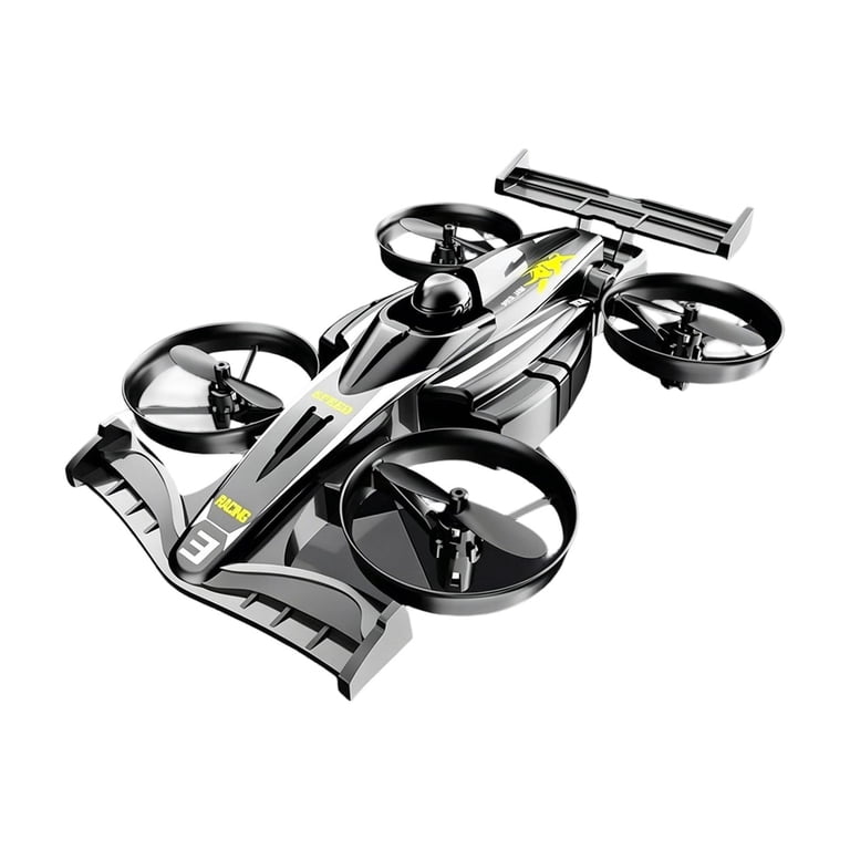 R37 2'si 1 Arada Uzaktan Kumandalı Uçan Yarış Arabası ve Drone - Kara ve Hava Modlu Akrobatik Quadcopter SANTRAL HAN