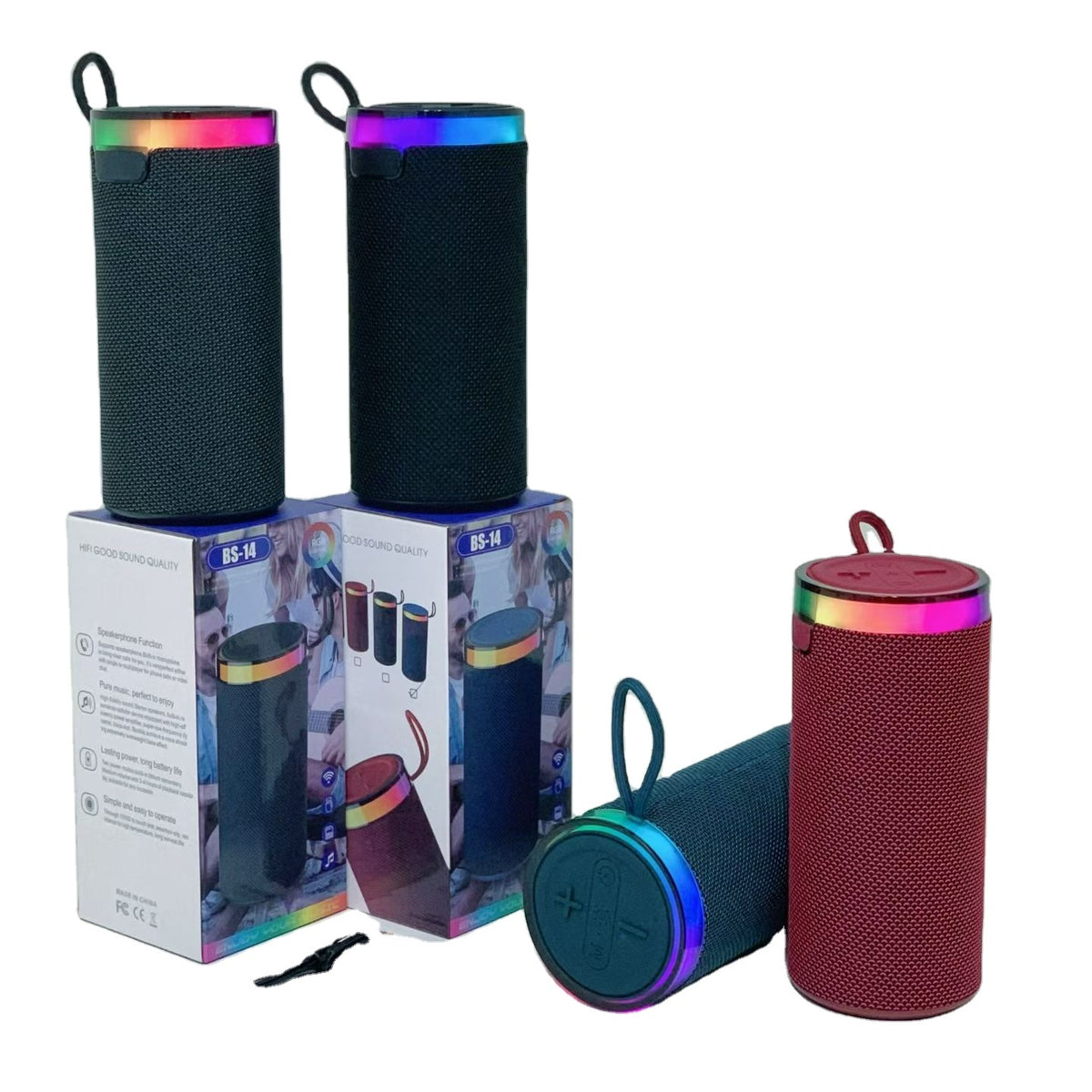 BS-14 RGB Işıklı Taşınabilir Bluetooth Hoparlör - Yüksek Ses Kalitesi Tastech