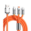 ( 5 adet ) 3'ü 1 Arada Hızlı Şarj Kablosu - Type-C, Lightning, Micro USB Dönüştürücü, Örgü Tasarımlı Turuncu Veri ve şarj Kablosu JBK
