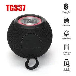 Tg-337 3d stereo su geçirmez rgb led ışıklı 1200mah 5w süper bass fm radyo sd kart usb aux destekli taşınabilir bluetooth hoperlör - H1U - KolayMagza