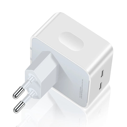 رأس محول شحن سريع بمدخل USB-C مزدوج بقوة 35 وات متوافق مع نظام التشغيل iOS وAndroid