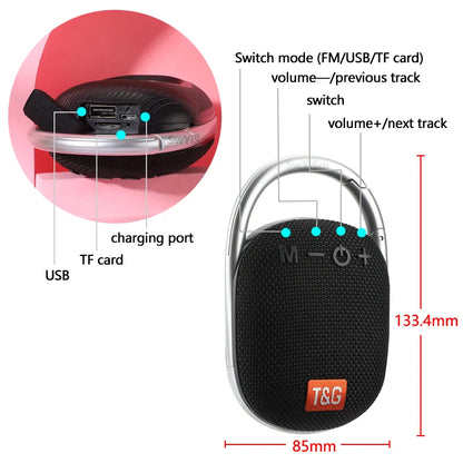 TG-321 su geçirmez taşınabilir fm radyo Sd kart Usb destekli 500mah 5W baslı led ışıklı Bluetooth hoperlör