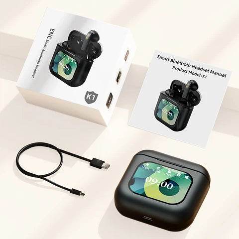 K1 dokunmatik ekranlı ANC ENC kulak içi mikrofonlu 5,3v bluetooth kulaklık - B3K - KolayMagza