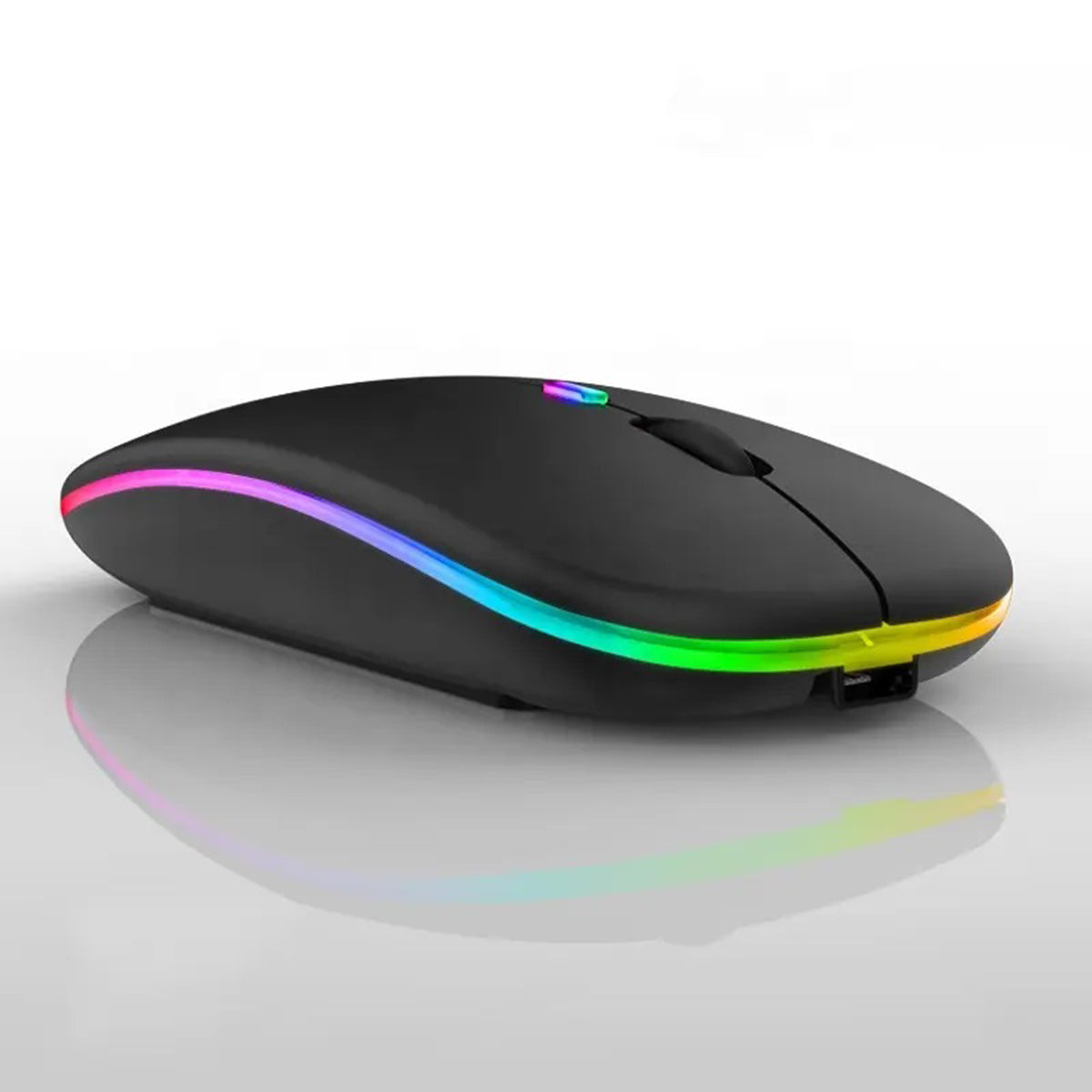 ofis tarzı ince kablosuz mouse 2,4g ve bluetooth typeC şarj edilebilir hız ayarlama tuşlu rgb ışıklı