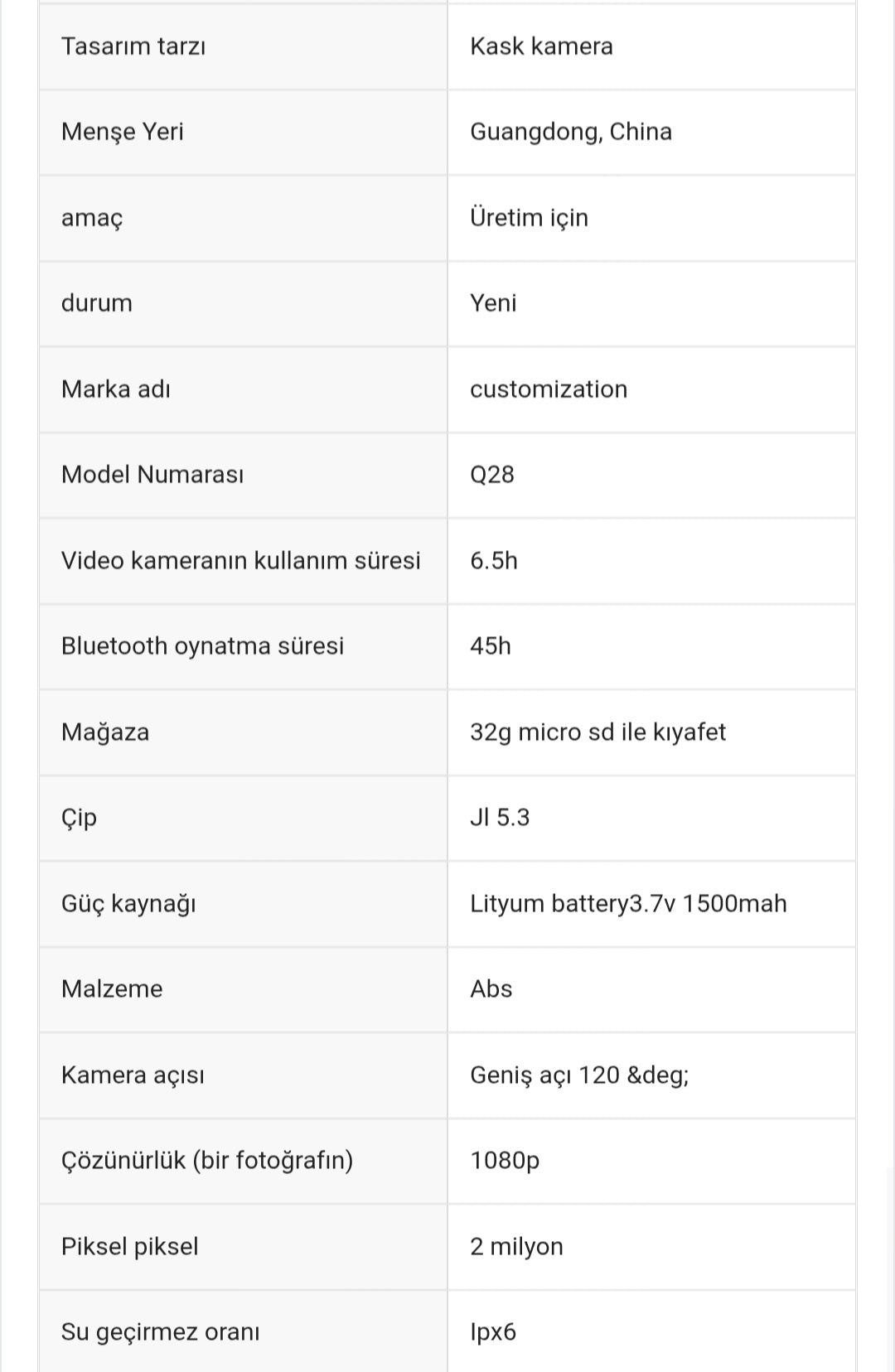 Q28 1080P kameralı Intercom +32GB SD Kartlı Bluetooth Motorsiklet Kask Kulaklığı İnterkom su geçirmez - G6O