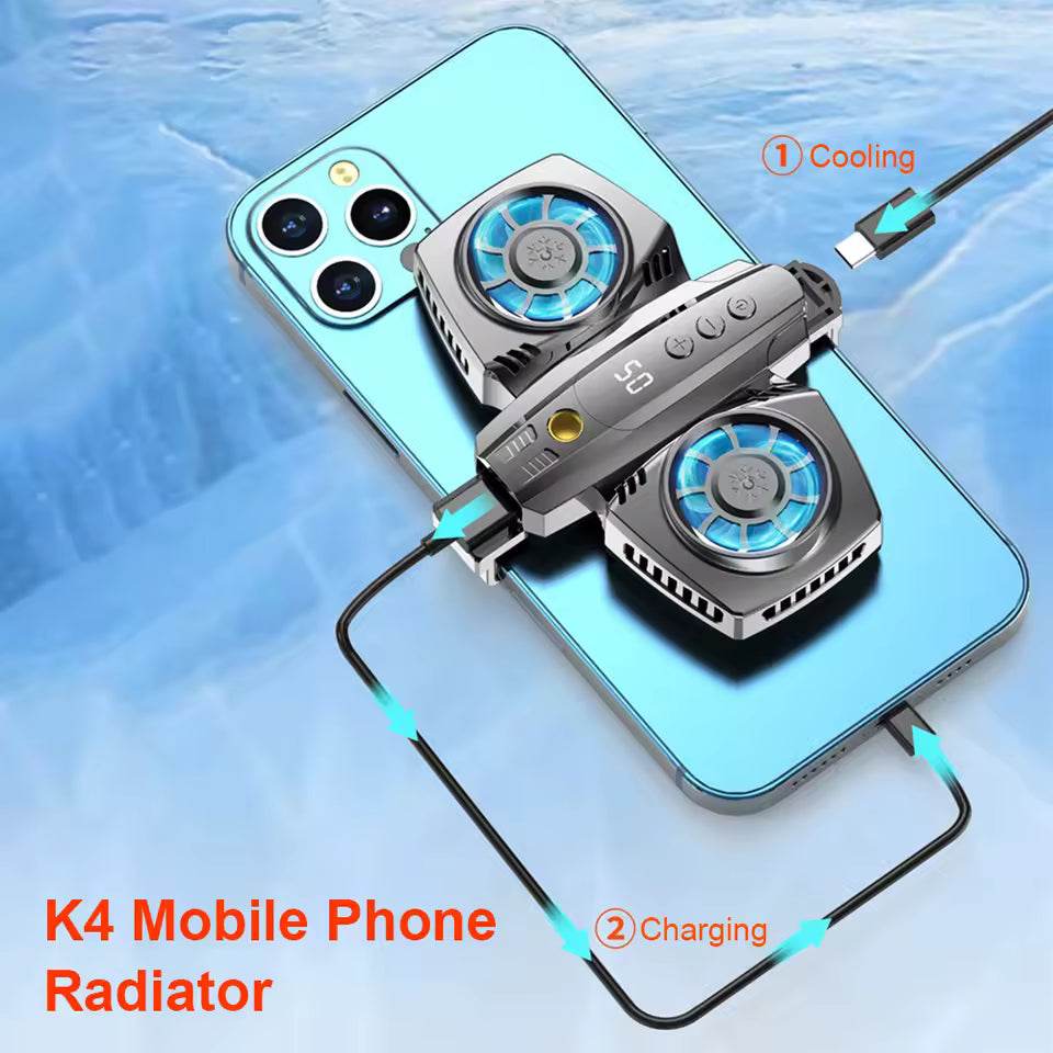 K4a çift fanlı telefon soğutucu | mobile live radyatör | yüksek hızlı soğutma, sessiz fan, oyun ve yayınlar için - G4G - KolayMagza KM Technology
