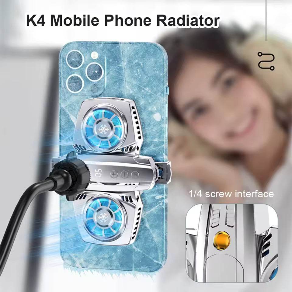 K4a çift fanlı telefon soğutucu | mobile live radyatör | yüksek hızlı soğutma, sessiz fan, oyun ve yayınlar için - G4G - KolayMagza KM Technology