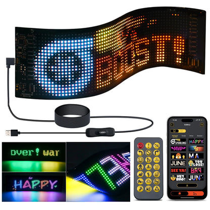 Esnek LED Matris Panel – 37 cm Uzunluğunda, Uygulama Kontrollü, Kayan Yazı ve Reklam Ekranı