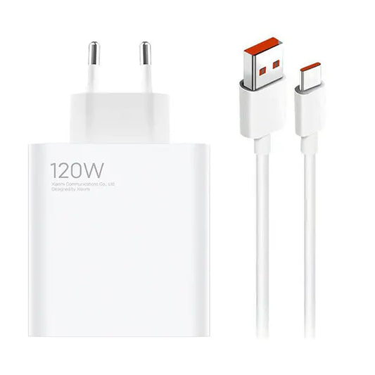 Xaomi 120w saniyeli turbo destekli USB çıkışlı başlık ve usb typeC kablo şarj seti