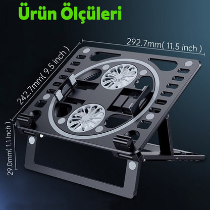 Foldable height adjustable laptop cooling stand cj070 with dual fans - G2F