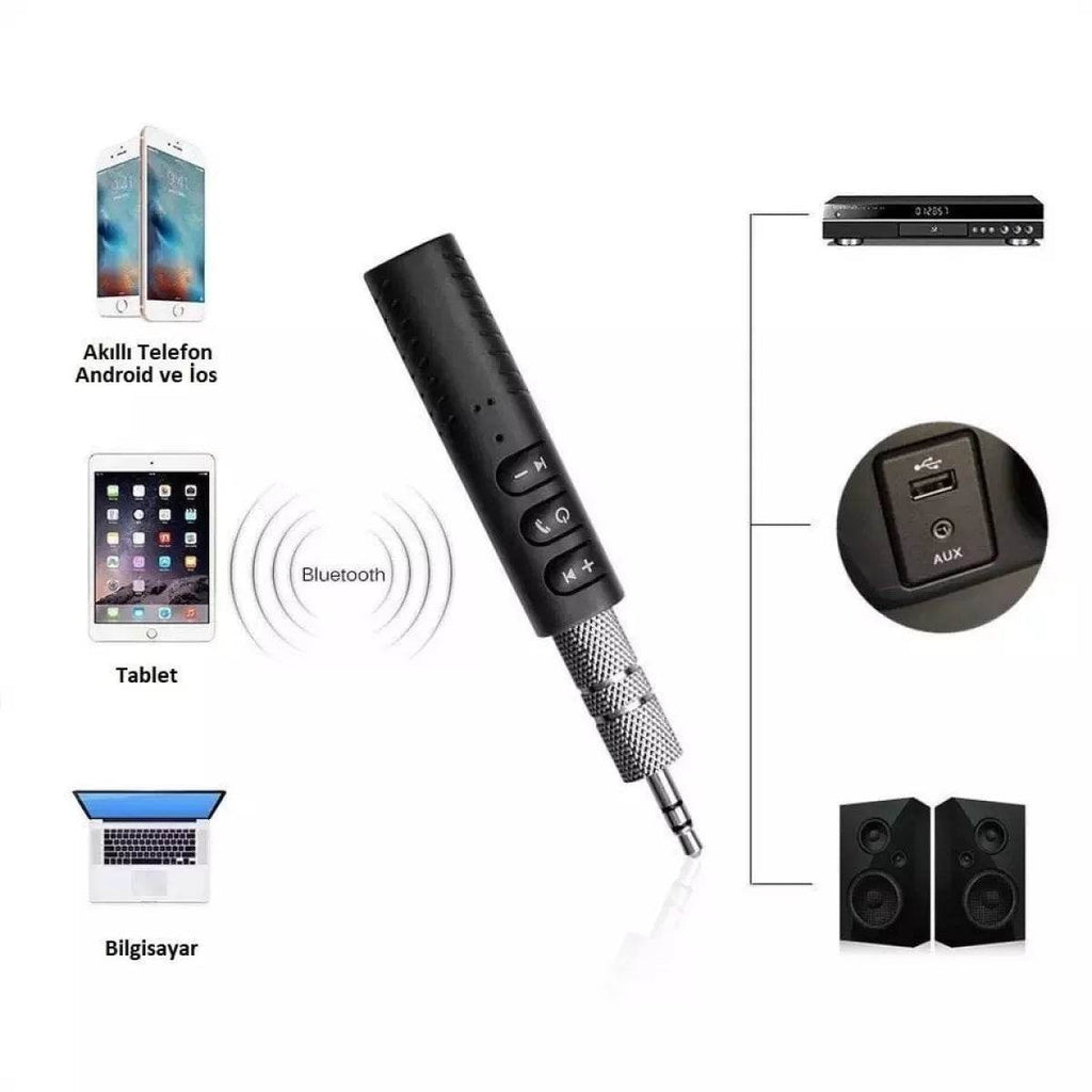 Car araç bluetooth aux 3.5mm kiti android ios uyumlu - G1G - KolayMagza