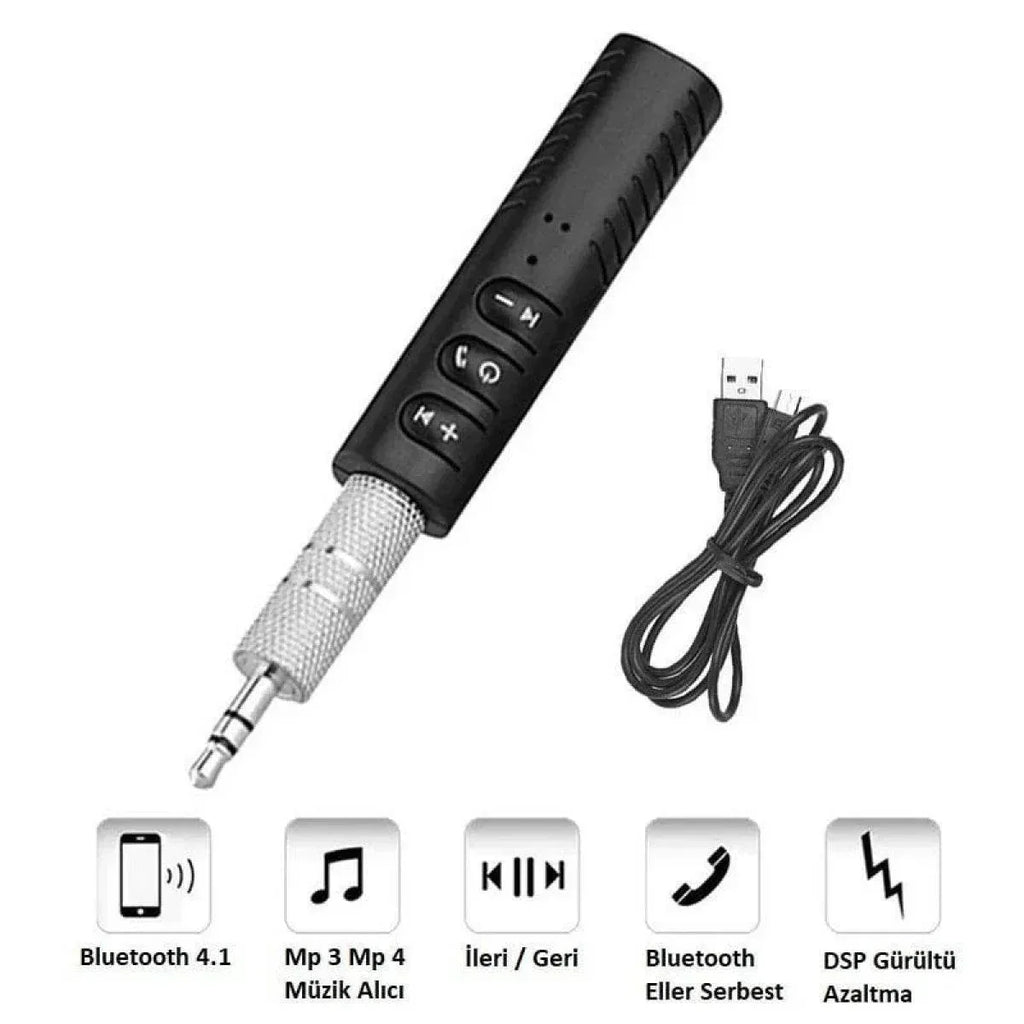 طقم بلوتوث AUX 3.5 ملم للسيارة متوافق مع أندرويد و iOS