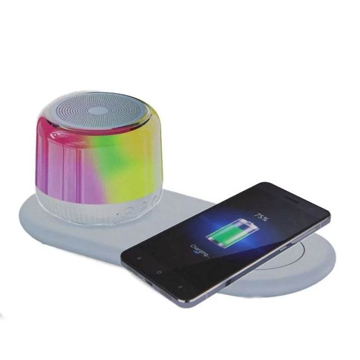 S12 bt speaker wirless kablosuz şarj özellikli 5w bluetooth hoparlör 15w kablosuz hızlı şarj ve rgb led gece ışıklı masa üstü bluetooth hoparlör | iphone & android uyumlu - H3C - KolayMagza
