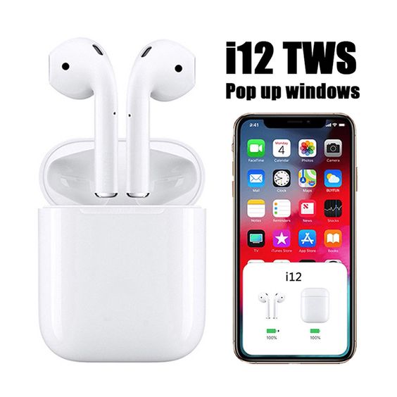 سماعة i12 tws تعمل باللمس بتقنية البلوتوث مع ميكروفون متوافقة مع نظام التشغيل ios وandroid